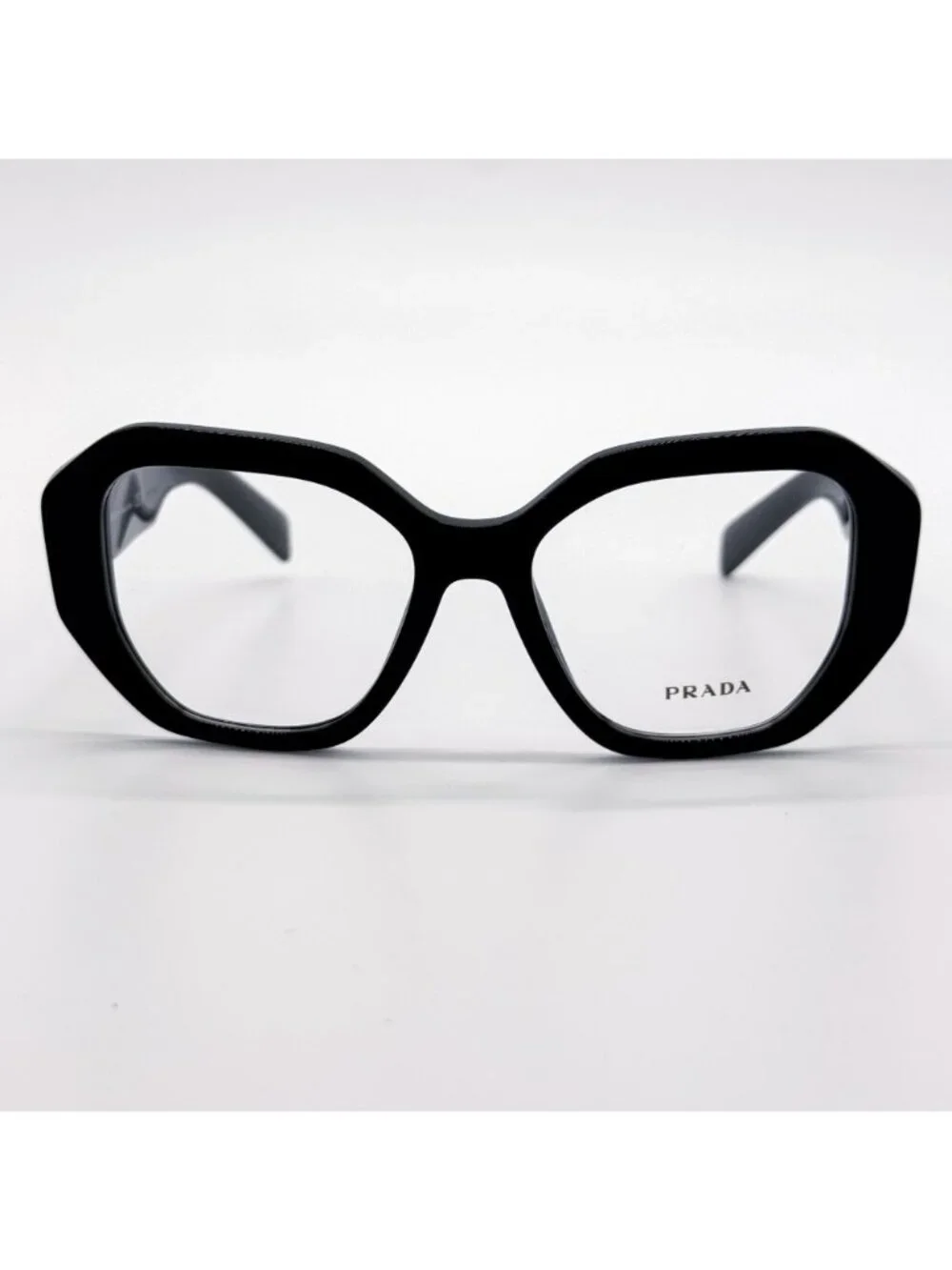 New Prada PR A07V Black Geometric Women Eyeglasses PRA07V 1AB1O1